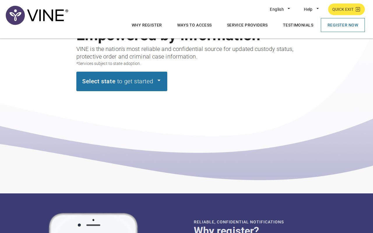 Montgomery County VINE arrest check platform state selection and search interface